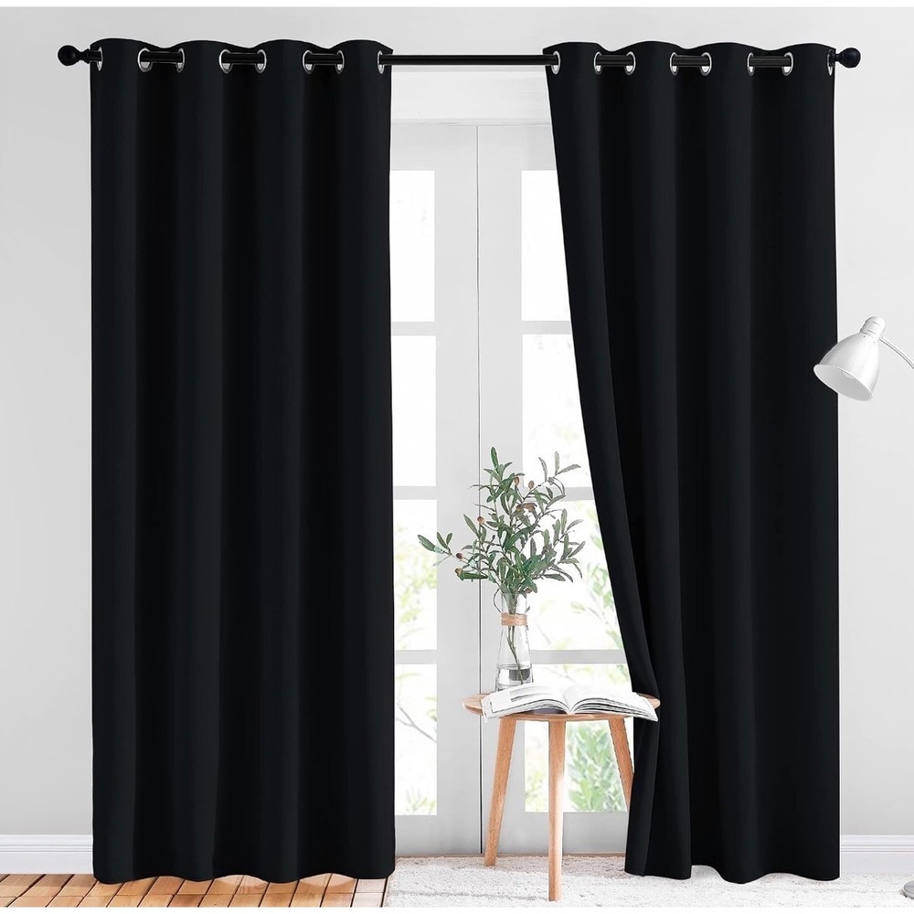 Blackout NICETOWN Curtains Home 52x84 Black New